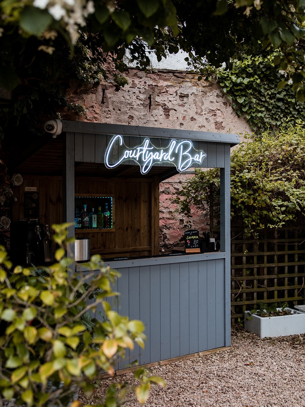 The Courtyard Bar at Glewstone Court — where the team welcomes guests through the evening